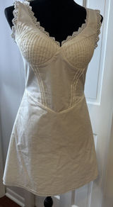 White Babydoll Corset Dress Eyelet Trim Sz.Medium Renaissance Fairy Coquette NEW Photo 0