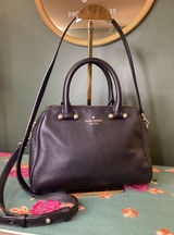 Kate Spade Black Pebbled Leather Satchel Crossbody Bag Gold Hardware PXRU5510 Photo 0