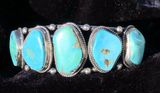 Vintage Navajo Natural Turquoise & Sterling Silver Cuff Bracelet Photo 0