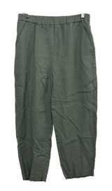 Quince Pants Womens Size M Green 100% Linen Elastic Waist Tapered Leg Casual Photo 0