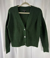 Banana Republic Green Aire Wool Blend Cardigan Waffle Knit Small GUC Photo 0