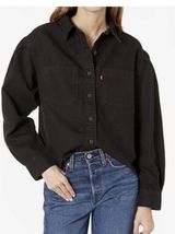 Levi's Black Oversized Button-Up Denim Shirt Jacket Size XL Photo 0