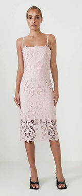 Bardot Lina Lace Midi Dress in Pink Rose Size 4 Photo 0