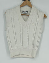 Vintage BOAST USA‎ Cream Cable Knit V Neck Sleeveless Vest Sweater Top Women's S Photo 0