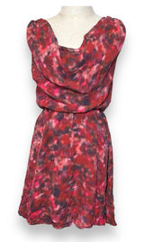 Alice + Olivia‎ Multi-Color Red Silk Cowl Neck Sleeveless Vacation Dress Size S Photo 0
