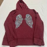 VS PINK BLING shimmer sequins angel wings zip up hooded sweater XS women Photo 0
