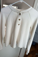 Old Navy Waffle Knit Long Sleeve XS Women’s White Photo 0