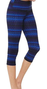 Alo Yoga Airbrush Capri Leggings Key Pocket Arctic Royalty Blue Medium Photo 0