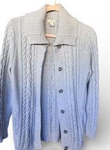 LL Bean Cable Knit‎ Cardigan Women's Medium Gray Shawl Collar Photo 0