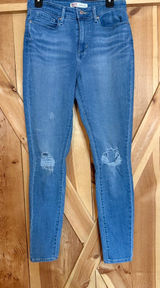 Levi's Signature High Rise Skinny Jeans Distressed Womens 10 Long Blue Photo 0