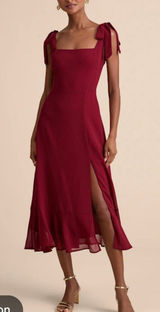 Lulu’s NWT wine red tie shoulder midi dress size x small Photo 0