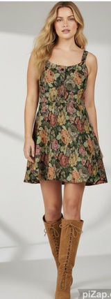 SHEIN Floral Tapestry Fit & Flare Dress Photo 0
