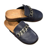 Vionic Navy Blue Georgie Leather Mule Classic Loafer Clog Chain Shoes 6 Photo 0