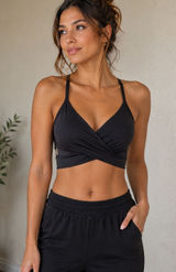 PINK Victoria's Secret Black Wrap Bralette Sports Bra Photo 0