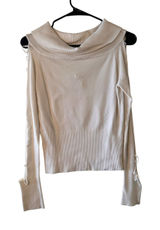 Daniel Girl White Cut Out Long Sleeve Dressy Blouse Women Sz M Photo 0