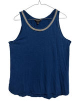Banana Republic Blue Cotton Modal Tank Top Metallic Chain‎ Trim Size L Photo 0