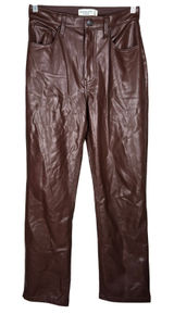 Abercrombie & Fitch 90s Straight Ultra High Rise Faux Leather Pants Brown 27/4S Photo 0