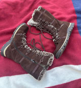 Vtg Skechers Y2K Women’s Faux Fur Boots Brown Suede Lace Up Grand Jams Size 7.5 Photo 0