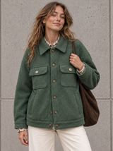 Joie Wool Blend Olive Green Chore Coat Large Oversized Scandi Workwear Jacket Photo 0