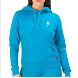 AVIATOR NATION RARE Teal Lightning Bolt Sweatshirt Hoodie ‎ Size Small Photo 0