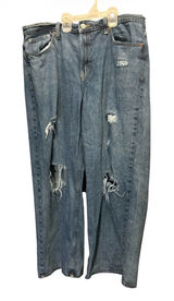 Old Navy Extra High Rise Wide Leg Distressed Jeans Womens 14 Petite Blue Denim Photo 0