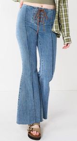 Lace-Up Denim Flare Jeans + 🆓🎁 Photo 0