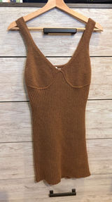 Princess Polly Brown Knit Mini Dress Sleeveless Ribbed Corset Bust Size S/M Photo 0