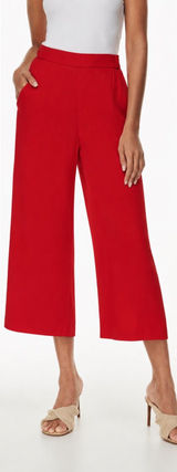 Aritzia Wilfred Faun Ankle‎ Pants Red Drapey Crepe Wide Leg High Rise Tie Belt M Photo 0