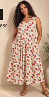 Gudrun Sjödén June Strawberry Print Organic Cotton Modal Dress XL Photo 0