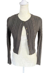 Wild Fable olive green long sleeve button down cropped cable knit sweater XS Photo 0