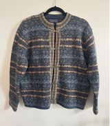 Vintage Newton Trading Co 100% Wool Nordic Fair Isle Cardigan Pewter Clasp S Photo 0