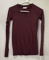 Athleta Womens Maroon Red Round Neck Long Sleeve Pullover Thermal‎ T-Shirt XS Photo 0