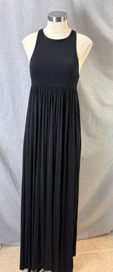 Rachel‎ Pally Black Jersey Racerback Maxi Dress High Neck Pleated Skirt S Photo 0