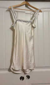 Zara Mini Slip Dress XS Xtra Small White Jewel Silver Trim Lined Party Cocktail Photo 0