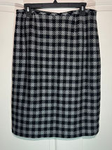 Bill Blass Houndstooth‎ Wool Blend Pencil Skirt Career Wear Grey Black 12 Photo 0