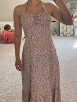 Floral halter neck dress. S Pink Photo 0