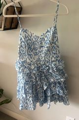 CoCoLillys White and Blue Floral Dress Photo 0