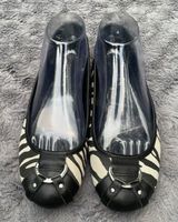 Zebra Ballet Flats Lauren Ralph Lauren Abigail II Black White Buckle Size 8B Photo 0