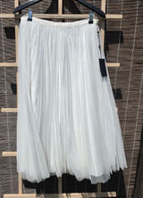NEW Adrianna Papell white pleated tulle midi skirt Photo 0