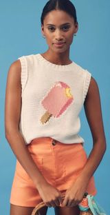 Anthropologie Maeve Linen Blend Icon Sweater Tank Top popsicle summer size XS Photo 0