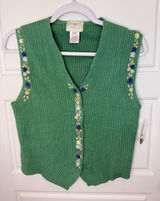 Susan Bristol Vintage Embroidered Vest Size Pp Small Grandma Cottage NWOT Photo 0