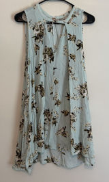 Free People Floral Tree Swing Tunic Dress‎ Keyhole Neck Sleeveless Short Mint S Photo 0