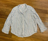 Victoria's Secret Top Womens Large Pink Blue Pajama Striped Button Down Sleep Photo 0