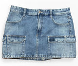 Zara Blue Denim Cargo Micro Mini Skirt Utility Pocket Size Large Festival Y2K Photo 0