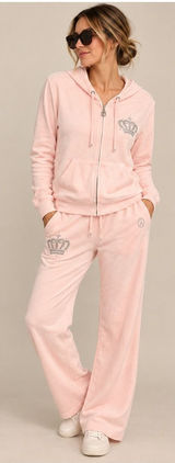 Christine Alexander Women Tracksuit L Pink Y2K Rhinestone Crown Hoodie Pants Set Photo 0
