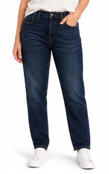 American Eagle Sz 14 Tomgirl Blue Jeans High Rise Relaxed Tapered Dark Wash Photo 0