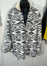 Lucky Find Black and White Sherpa Pullover Size Large EUC Photo 0