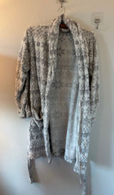 Daydream by Berkshire Home Grey Fair Isle Fleece Robe Shawl Collar Medium Photo 0
