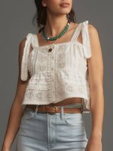 Forever That Girl Anthropologie Heart Lace Babydoll Blouse Medium Photo 0