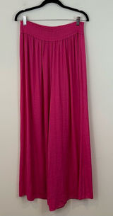 Zara Hot Pink Elastic Waist Wide Leg Flowy Pants Size Small Women's Photo 0